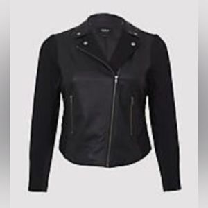 NWT Torrid Black Faux Leather Ponte Moto Jacket 2X